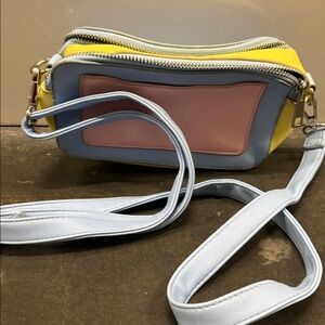 Colorful Crossbody Bag with Pink Pocket